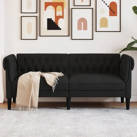 Sofá Chesterfield de 2 plazas tela negro de vidaXL, Sofás - Ref: Foro24-372549, Precio: 272,26 €, Descuento: %