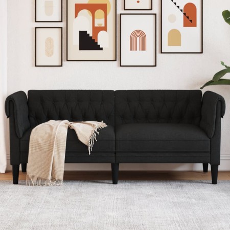 Sofá Chesterfield de 2 plazas tela negro de vidaXL, Sofás - Ref: Foro24-372549, Precio: 293,95 €, Descuento: %