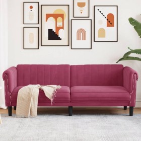 Sofá de 3 plazas terciopelo rojo tinto de vidaXL, Sofás - Ref: Foro24-372589, Precio: 277,55 €, Descuento: %