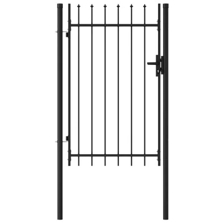 Cancela de valla con una puerta y puntas acero negro 1x1,5 m de vidaXL, Puertas de jardín - Ref: Foro24-146034, Precio: 142,1...