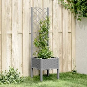 Jardinera con enrejado PP gris claro 40x40x142 cm de vidaXL, Maceteros y jardineras - Ref: Foro24-367917, Precio: 55,77 €, De...