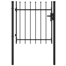 Cancela de valla con una puerta y puntas acero negro 1x1 m de vidaXL, Puertas de jardín - Ref: Foro24-146032, Precio: 148,62 ...