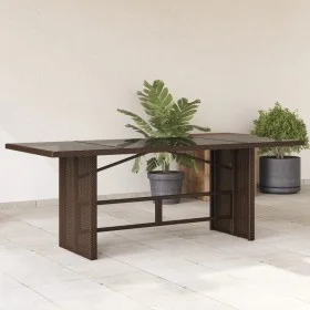 Mesa de jardín superficie de vidrio ratán PE marrón 190x80x74cm de vidaXL, Mesas de jardín - Ref: Foro24-365305, Precio: 185,...