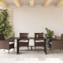 Mesa de jardín superficie de vidrio ratán PE marrón 190x80x74cm de vidaXL, Mesas de jardín - Ref: Foro24-365305, Precio: 181,...