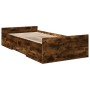 Cama con cajones madera de ingeniería roble ahumado 75x190 cm de vidaXL, Camas y somieres - Ref: Foro24-3280353, Precio: 109,...