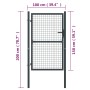 Puerta de malla de jardín acero galvanizado gris 100x200 cm de vidaXL, Puertas de jardín - Ref: Foro24-145773, Precio: 198,02...