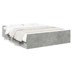 Cama con cajones madera ingeniería gris hormigón 150x200 cm de vidaXL, Camas y somieres - Ref: Foro24-3280289, Precio: 145,60...