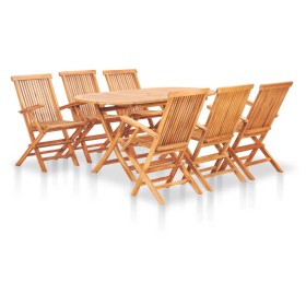 Set comedor de jardín plegable 7 piezas madera maciza de teca de vidaXL, Conjuntos de jardín - Ref: Foro24-48999, Precio: 637...