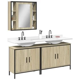 Set de muebles de baño 3 pzas madera contrachapada roble sonoma de vidaXL, Muebles de baño - Ref: Foro24-3214731, Precio: 181...