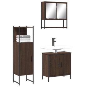 Set de muebles baño 3 pzas madera contrachapada roble marrón de vidaXL, Muebles de baño - Ref: Foro24-3214704, Precio: 170,78...