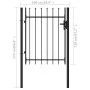 Fence gate with a door and black steel tips 1x1.2 m by vidaXL, garden gates - Ref: Foro24-146033, Price: 144,86 €, Discount: %