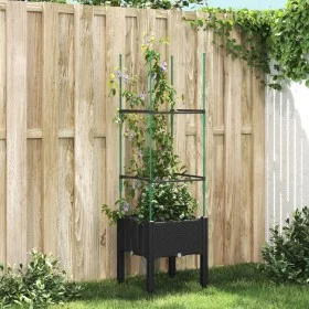 Jardinera con enrejado PP negro 40x40x142,5 cm by vidaXL, Pots and planters - Ref: Foro24-367948, Price: 31,47 €, Discount: %