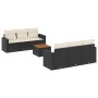 Set de comedor de jardín 7 pzas y cojines ratán sintético negro de vidaXL, Conjuntos de jardín - Ref: Foro24-3256343, Precio:...