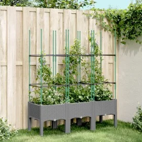Jardinera con enrejado PP gris claro 120x40x142,5 cm de vidaXL, Maceteros y jardineras - Ref: Foro24-367957, Precio: 55,45 €,...