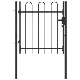 Black steel fence with a gate and 1x1 m arches. by vidaXL, garden gates - Ref: Foro24-146029, Price: 120,35 €, Discount: %