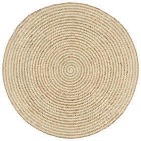 Alfombra de yute tejida a mano diseño espiral blanco 120 cm en Alfombras | Comprar online en Foru.es