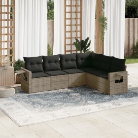 Set de muebles de jardín 6 pzas y cojines ratán sintético gris en Conjuntos de jardín | Comprar online en Foru.es