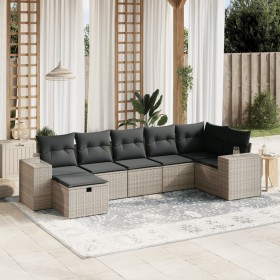 Set de sofás de jardín 7 piezas con cojines ratán PE gris de vidaXL, Conjuntos de jardín - Ref: Foro24-3264456, Precio: 436,3...
