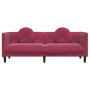 Sofá con cojines 3 plazas terciopelo rojo tinto de vidaXL, Sofás - Ref: Foro24-372646, Precio: 273,97 €, Descuento: %