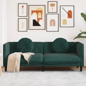 Sofá con cojines 3 plazas terciopelo verde oscuro de vidaXL, Sofás - Ref: Foro24-372644, Precio: 309,51 €, Descuento: %