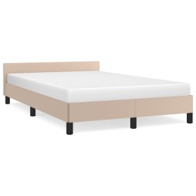 Estructura cama y cabecero cuero sintético capuchino 120x190 cm de vidaXL, Camas y somieres - Ref: Foro24-379546, Precio: 113...