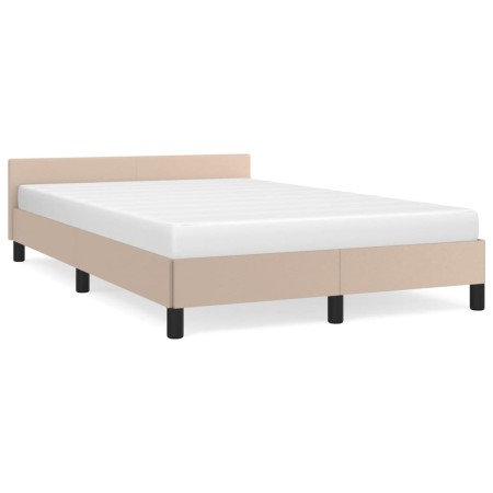 Estructura cama y cabecero cuero sintético capuchino 120x190 cm de vidaXL, Camas y somieres - Ref: Foro24-379546, Precio: 113...
