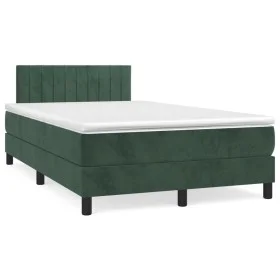 Cama box spring colchón y LED terciopelo verde oscuro 120x190cm de vidaXL, Camas y somieres - Ref: Foro24-3270168, Precio: 39...