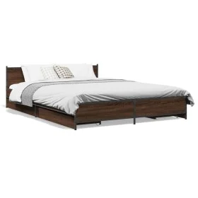 Cama con cajones madera de ingeniería marrón roble 120x200 cm de vidaXL, Camas y somieres - Ref: Foro24-3279941, Precio: 182,...