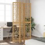 Biombo separador de 3 paneles madera maciza paulownia marrón de vidaXL, Divisores de ambientes - Ref: Foro24-358864, Precio: ...