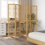 Biombo separador de 5 paneles madera maciza paulownia marrón de vidaXL, Divisores de ambientes - Ref: Foro24-358870, Precio: ...