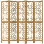 Biombo separador de 5 paneles madera maciza paulownia marrón de vidaXL, Divisores de ambientes - Ref: Foro24-358870, Precio: ...