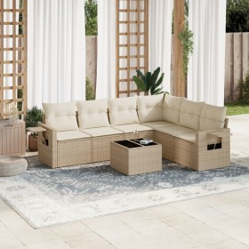 Set sofás de jardín 7 piezas y cojines ratán sintético beige en Conjuntos de jardín | Comprar online en Foru.es