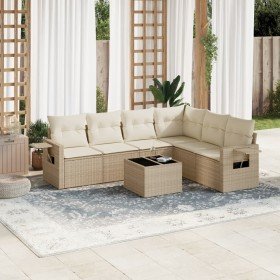 Set sofás de jardín 7 piezas y cojines ratán sintético beige en Conjuntos de jardín | Comprar online en Foru.es