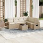 Set sofás de jardín 7 piezas y cojines ratán sintético beige en Conjuntos de jardín | Comprar online en Foru.es