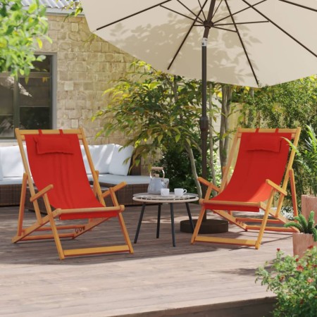 Sillas de playa plegables 2 unidades tela rojo de vidaXL, Sillas de jardín - Ref: Foro24-3214480, Precio: 122,78 €, Descuento: %