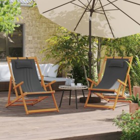 Sillas de playa plegables 2 unidades tela gris de vidaXL, Sillas de jardín - Ref: Foro24-3214482, Precio: 116,41 €, Descuento: %