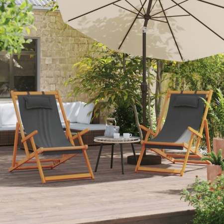 Sillas de playa plegables 2 unidades tela gris de vidaXL, Sillas de jardín - Ref: Foro24-3214482, Precio: 116,41 €, Descuento: %