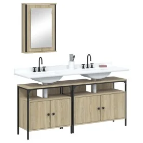 Set de muebles de baño 3 pzas madera contrachapada roble Sonoma de vidaXL, Muebles de baño - Ref: Foro24-3214786, Precio: 160...