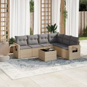 Set sofás de jardín 7 piezas y cojines ratán sintético beige en Conjuntos de jardín | Comprar online en Foru.es