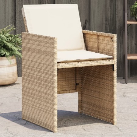Sillas de jardín con cojines 4 uds ratán sintético beige de vidaXL, Sillas de jardín - Ref: Foro24-4007439, Precio: 179,01 €,...