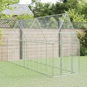 Jaula para gallinas acero galvanizado plateado 400x100x190 cm de vidaXL, Jaulas y habitáculos para animales pequeños - Ref: F...