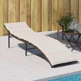 Liegestuhl mit braunem Kunststoff-Rattankissen 55x199x50 cm. von vidaXL, Liegen - Ref: Foro24-368246, Preis: 130,34 €, Rabatt: %