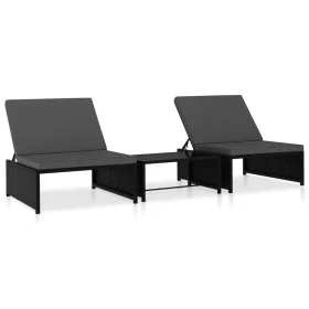 Liegende Gartenstühle mit Tisch, 2 Stück, schwarzes PE-Rattan von vidaXL, Liegen - Ref: Foro24-47402, Preis: 212,95 €, Rabatt: %