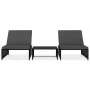 Liegende Gartenstühle mit Tisch, 2 Stück, schwarzes PE-Rattan von vidaXL, Liegen - Ref: Foro24-47402, Preis: 212,95 €, Rabatt: %