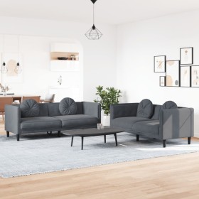 Juego de sofás con cojines 2 piezas terciopelo gris oscuro de vidaXL, Sofás - Ref: Foro24-3209258, Precio: 476,43 €, Descuent...