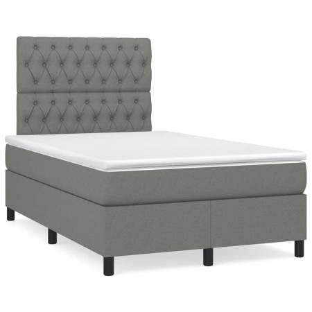 Cama box spring con colchón tela gris oscuro 120x190 cm de vidaXL, Camas y somieres - Ref: Foro24-3269903, Precio: 400,13 €, ...