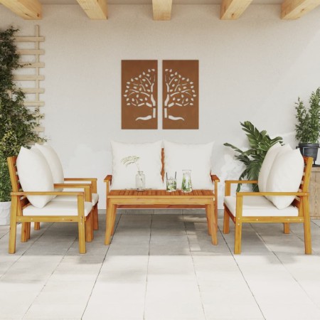 Juego de muebles jardín 5 pzas con cojines madera maciza acacia de vidaXL, Conjuntos de jardín - Ref: Foro24-3211801, Precio:...