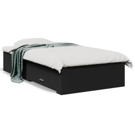 Black engineered wood bed with drawers 90x190 cm by vidaXL, Beds and slatted bases - Ref: Foro24-3280434, Price: 105,92 €, Di...