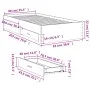Concrete gray engineered wood bed with drawers 90x200 cm by vidaXL, Beds and slatted bases - Ref: Foro24-3280429, Price: 111,...