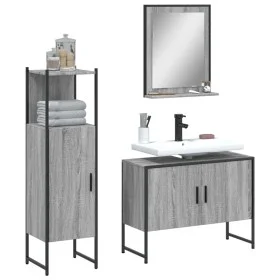Set de muebles de baño 3 pzas madera contrachapada gris sonoma de vidaXL, Muebles de baño - Ref: Foro24-3214352, Precio: 144,...